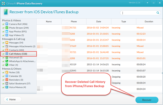recover deleted call history