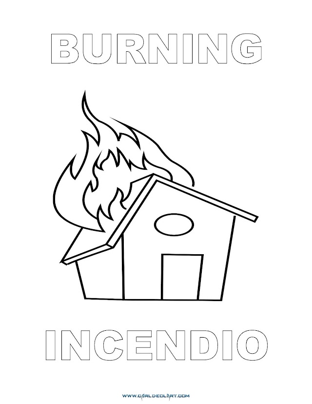 Dibujos Inglés - Español con I: Incendio - Burning