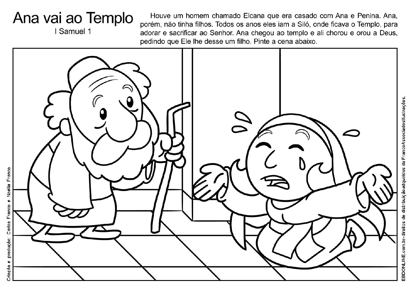 desenho de ana e samuel para colorir atividades pedagógicas