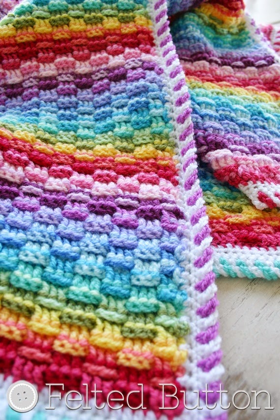 Basket of Rainbows Blanket Crochet Pattern by Felted Button