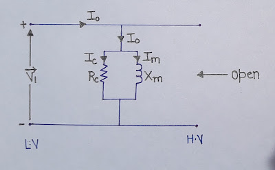 Transformer open circuit test equivalent circuit