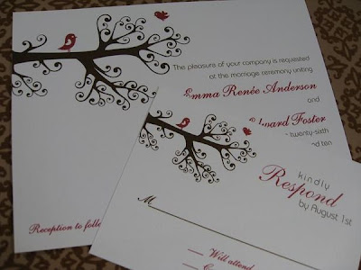 bird and tree wedding invitations
