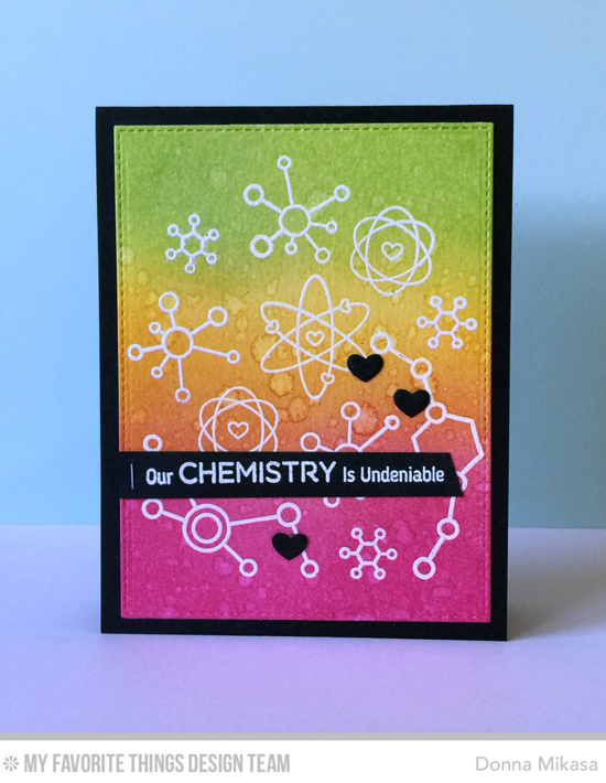 Chemistry Card by Donna Mikasa featuring the Laina Lamb Design Undeniable Chemistry stamp set and Chemistry Set Die-namics #mftstamps
