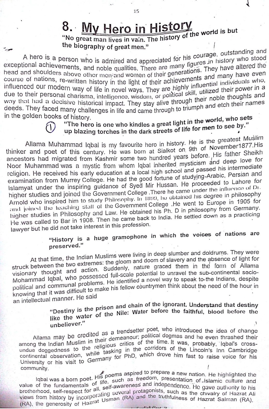 My hero in history essay for 2nd year with quotations pdf image