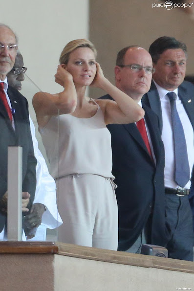 Princess Charlene of Monaco attended Herculis meeting at the Louis II Stadium in Monaco