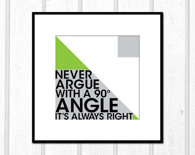 right angle poster with text framed