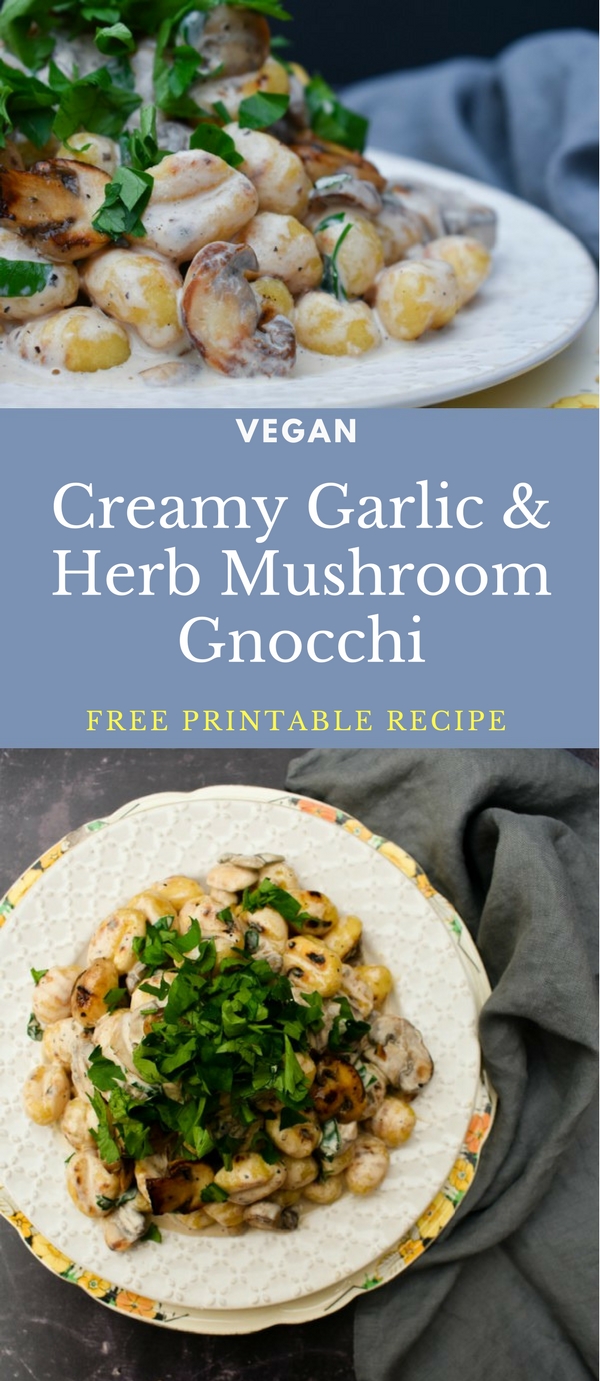 Creamy Garlic Mushroom & Fresh Herb Gnocchi (vegan recipe) Tinned