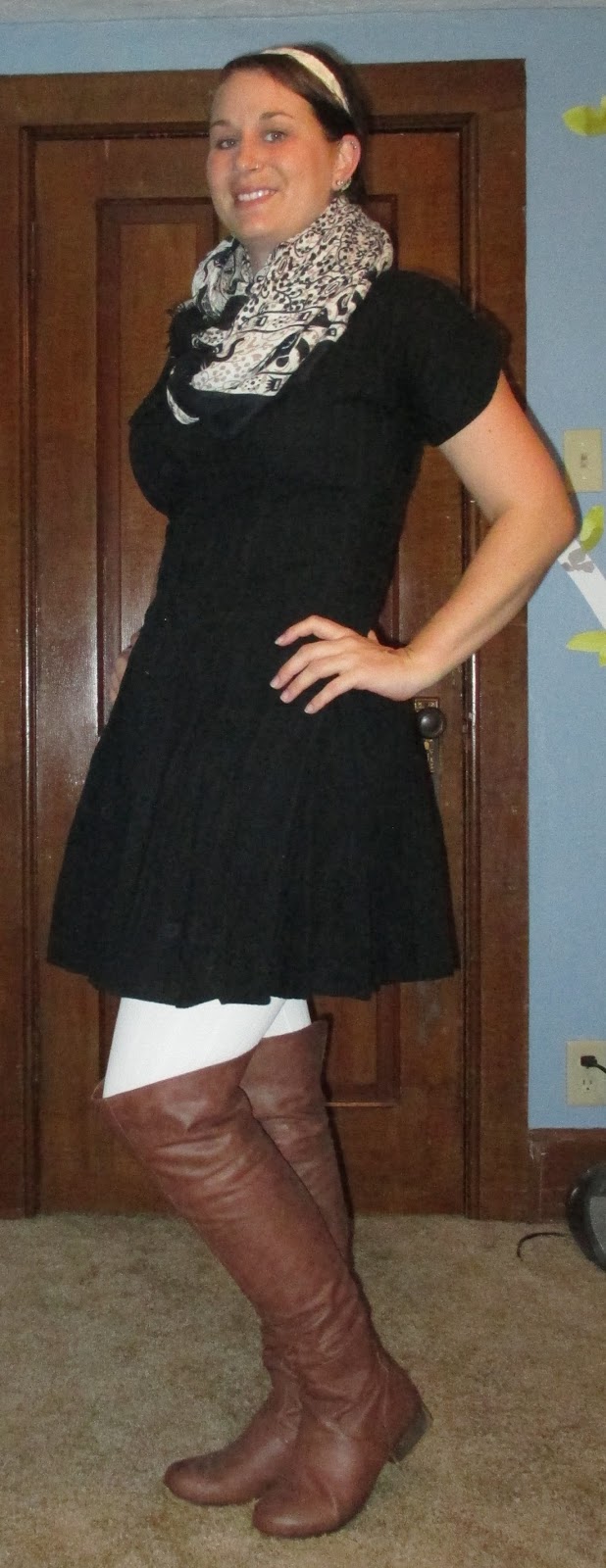 LowBudget Fashionista Shirt Dress, Leggings and Boots