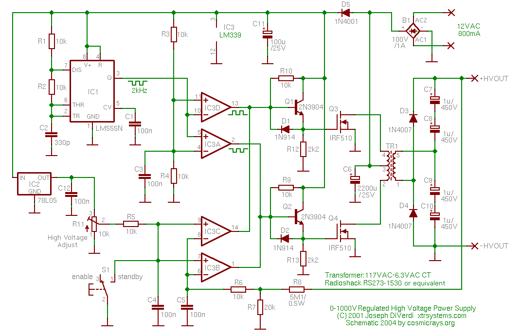 1000 Volt Dc To Dc Regulator Circuit