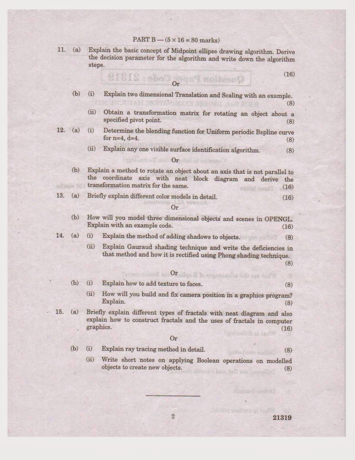 CS2401 Computer Graphics 07th Semester B.E CSE Anna University May June