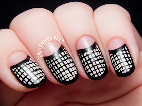 Black and white framed mesh half moons by @chalkboardnails