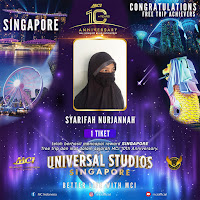Syarifah Nurjannah sukses mendapatkan tiket trip ke Singapura gratis!