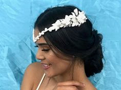 Vintage White Floral Headpiece K'Mich Weddings - wedding planning - bridal headpieces - vintage white floral headpieces - pinterest