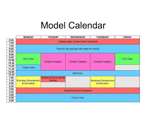 Model Calendar Used to Block Time and Improve Productivity