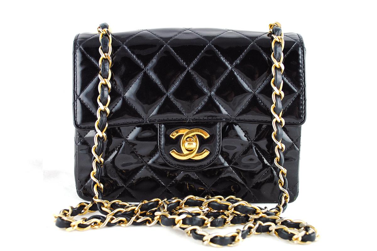 chanel black patent classic quilted mini 2.55 flap bag Chanel Bags ...