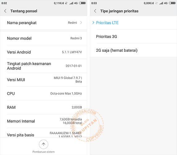 Cara Fix 4G LTE MIUI 9 Xiaomi Redmi 3