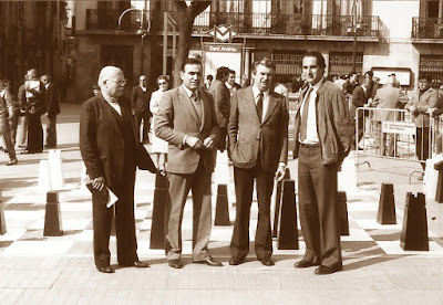 Los organizadores del encuentro de ajedrez C.C Sant Andreu - S.C. Lira, 1984