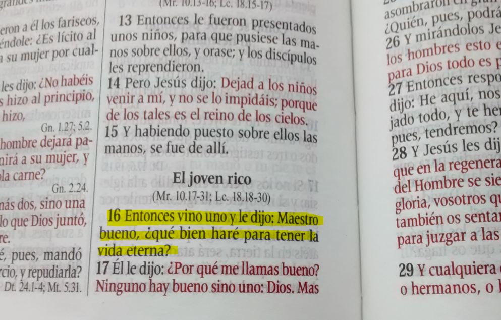Reflexiones de las Escrituras: Mateo 19 : 16