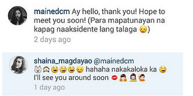 Maine Mendoza And Shaina Magdayao Exchanged Comments On Their Instagram Account! Must Read! Maine Mendoza And Shaina Magdayao Exchanged Comments On Their Instagram Account! Must Read!
