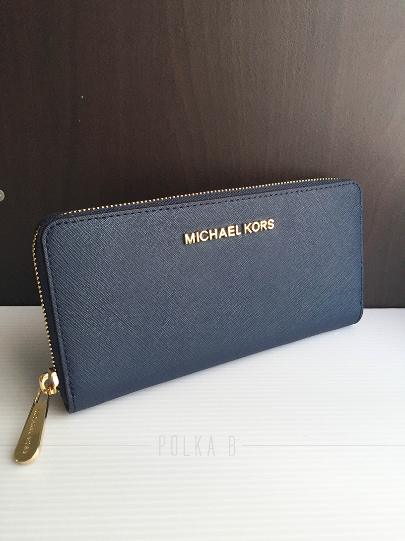 mk navy wallet