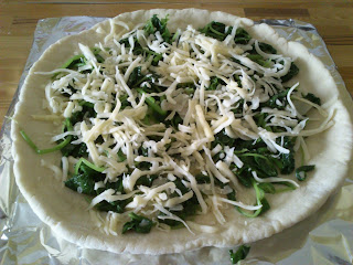 Spinach Pizza Waiting to be baked