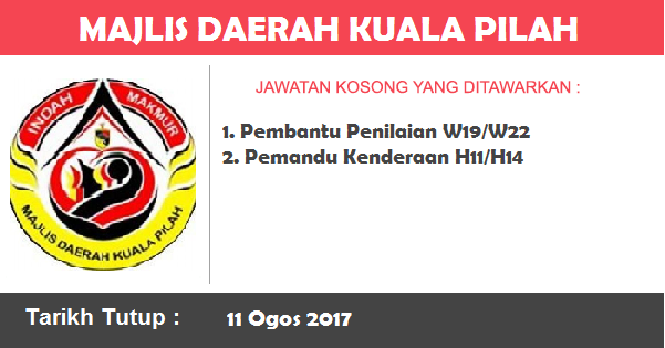 Jawatan Kosong di Majlis Daerah Kuala Pilah Jawatan Kosong di Majlis Daerah Kuala Pilah