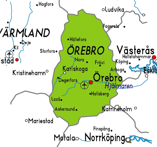 Orebro Map Province City | Map of Sweden Political Region Province City