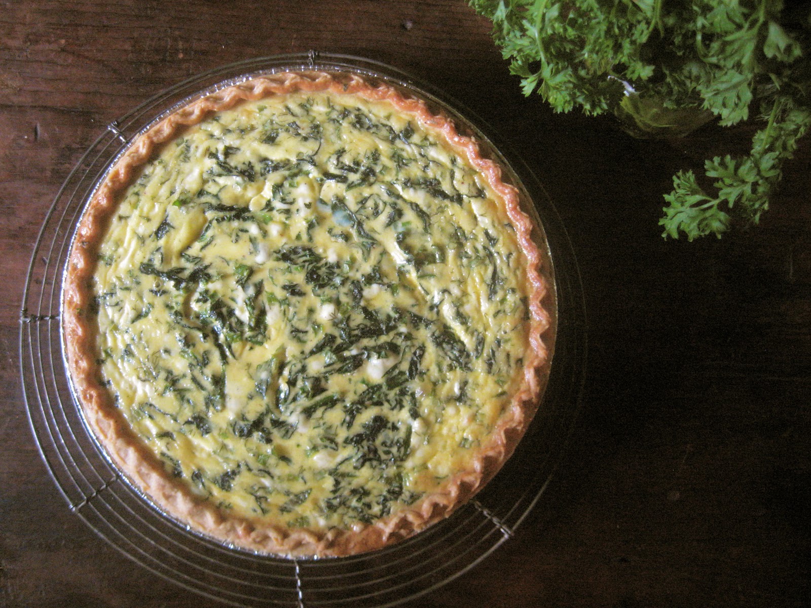 she's in the kitchen goat cheese and spinach quiche with fresh dill