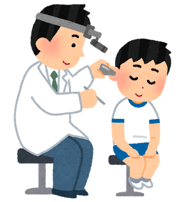耳鼻科検診のイラスト（学校の健康診断・男の子）