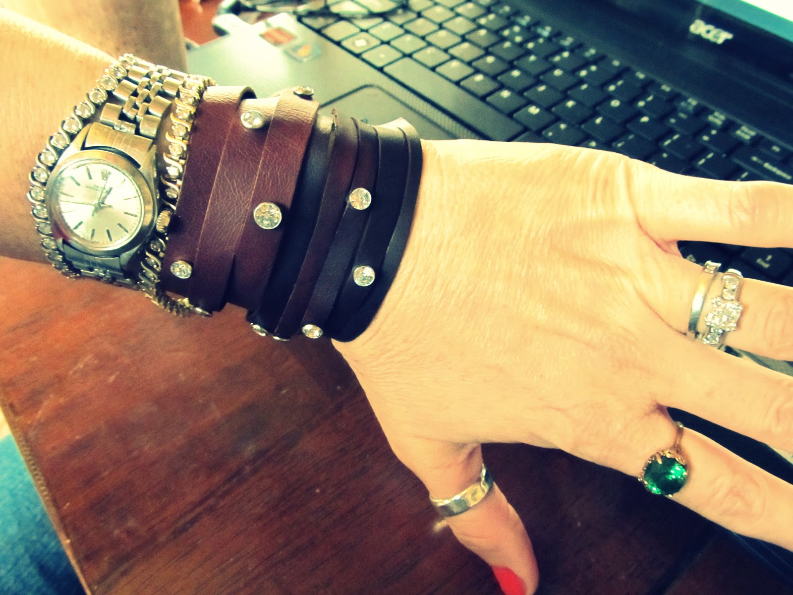 WobiSobi Rhinestone Cross Leather Bracelet, DIY