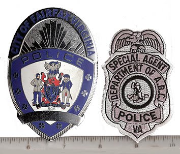 Fairfax, VA (badge) and VA ABC (patch)