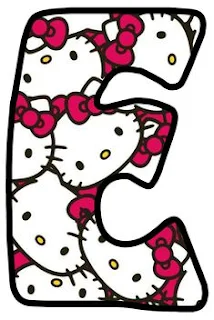 Abecedario lleno de Caras de Hello Kitty. Alphabet Filled with Hello Kitty Faces.