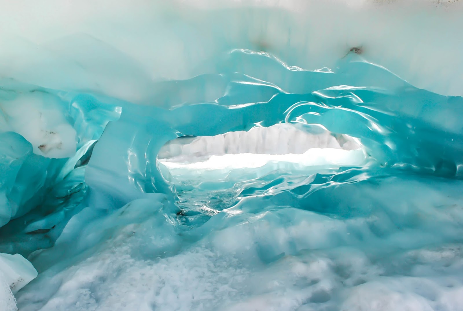 Ice caves at Fox Glacier on the South Island in New Zealand 