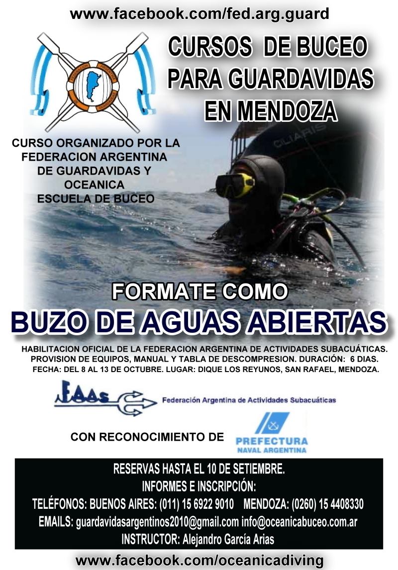 CURSO DE BUCEO PARA GUARDAVIDAS EN MENDOZA. FAG - OEOB - FAAS  Evento público. OCTUBRE 2012