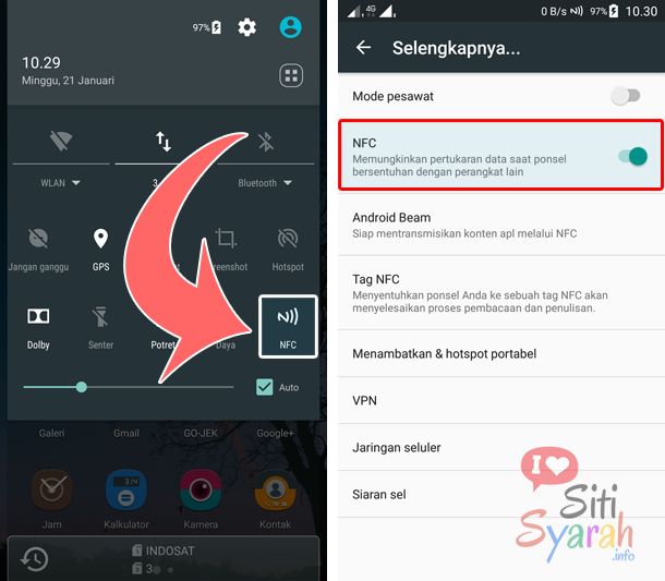 cara aktifkan nfc di Android