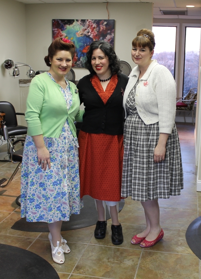 Nikki, Bunny Moreno and Brittany in vintage 1940s and 50s dresses