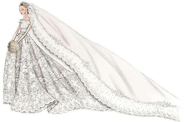 Princess Madeleine's Wedding Dress Sketch by Valentino