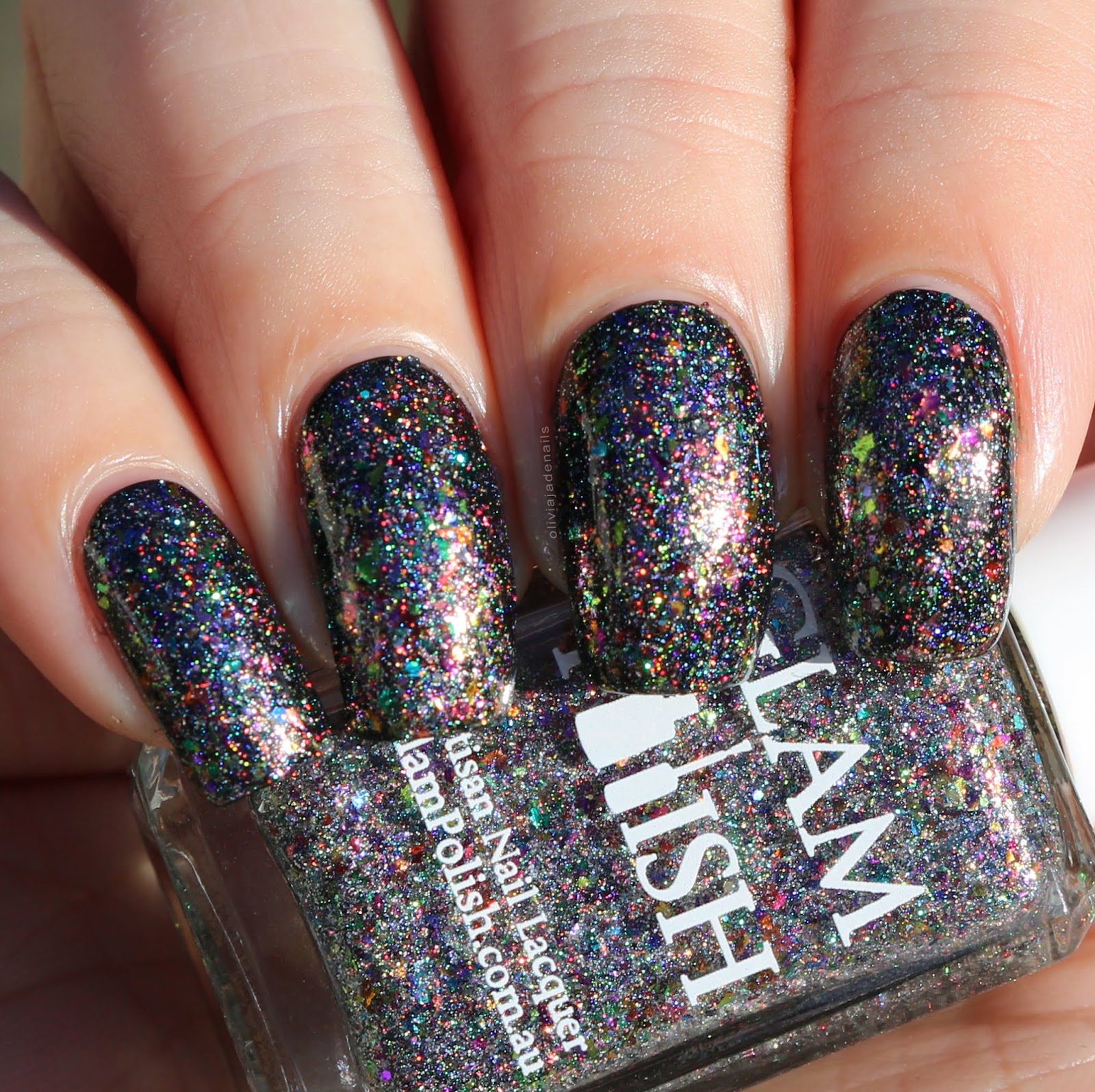 Glam Polish We All Float Down Here! (over black) swatched by Olivia Jade Nails