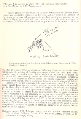 avistamiento en Los Castillejos, Tarragona 1968