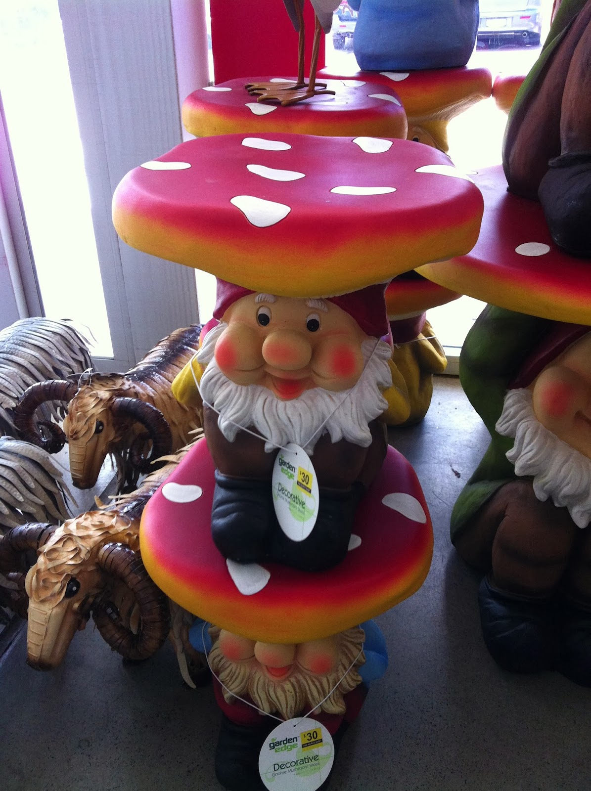 The Old Fat Hen the Garen Gnome stool...