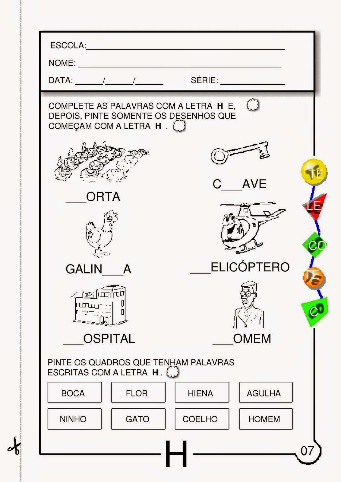 Atividades Com A Letra H Para Alfabetização