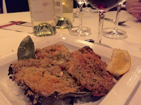 Louisiana Roasted Oysters Casino with bacon, Parmesan, and Pernod Paired with the Walt Blue Jay Anderson Valley Pinot Noir 2012