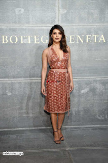 Priyanka Chopra is all brown in a deep neck beautiful dress at Bottega Veneta Show during NYFW ~  Exclusive 005