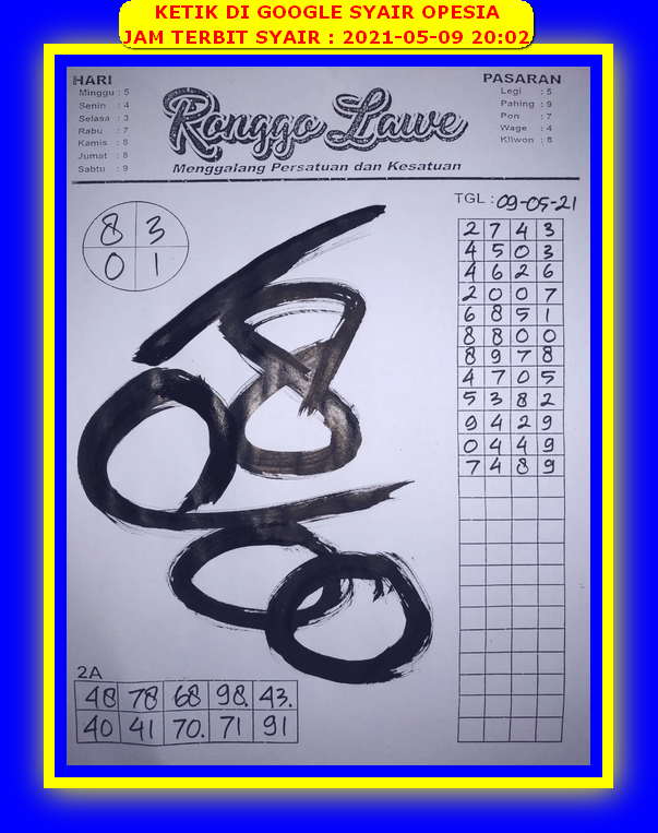 Syair Hk Malam Ini Minggu 9 Mei 2021 Opesia Official