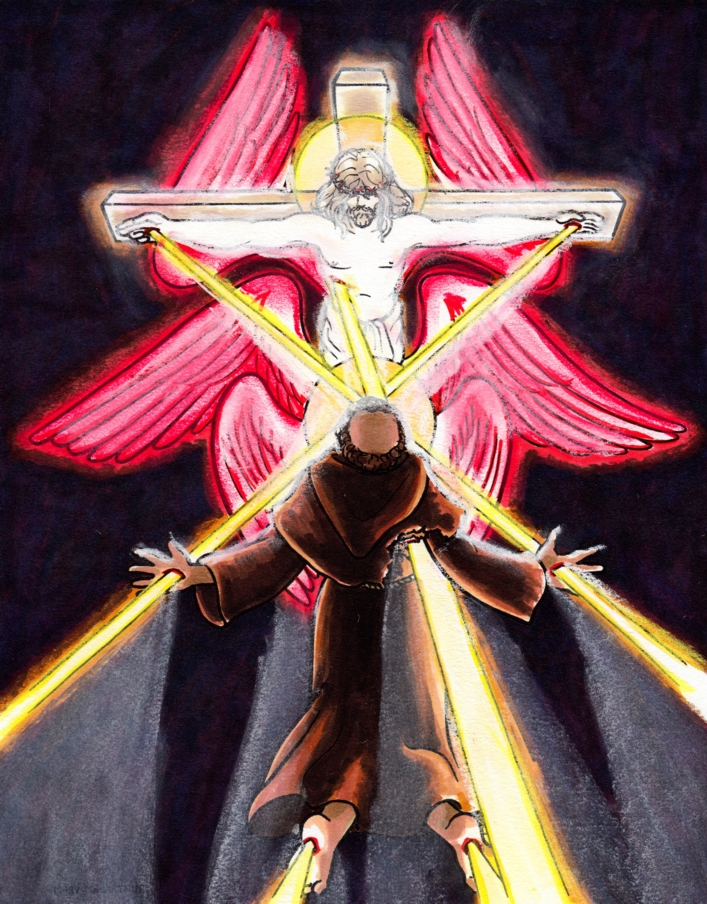 Snowflake Clockwork: Stigmatization of St. Francis coloring page colored