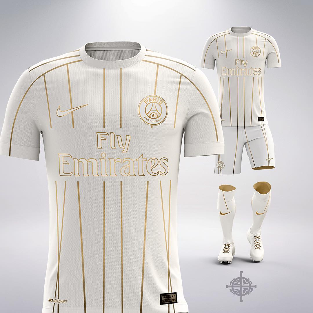 White and Gold Nike PSG Away Kit Concept by Settpace - Footy Headlines