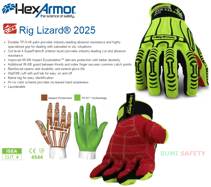 Bumi Safety HexArmor® Safety Impact and Cut Resistant Gloves Rig