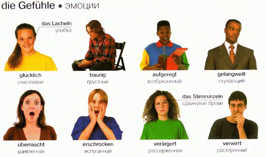 Немецкий язык жить. Эмоции человека на немецком языке. Картинки для описания внешности. Не эмоции. Черты характера на немецком языке.