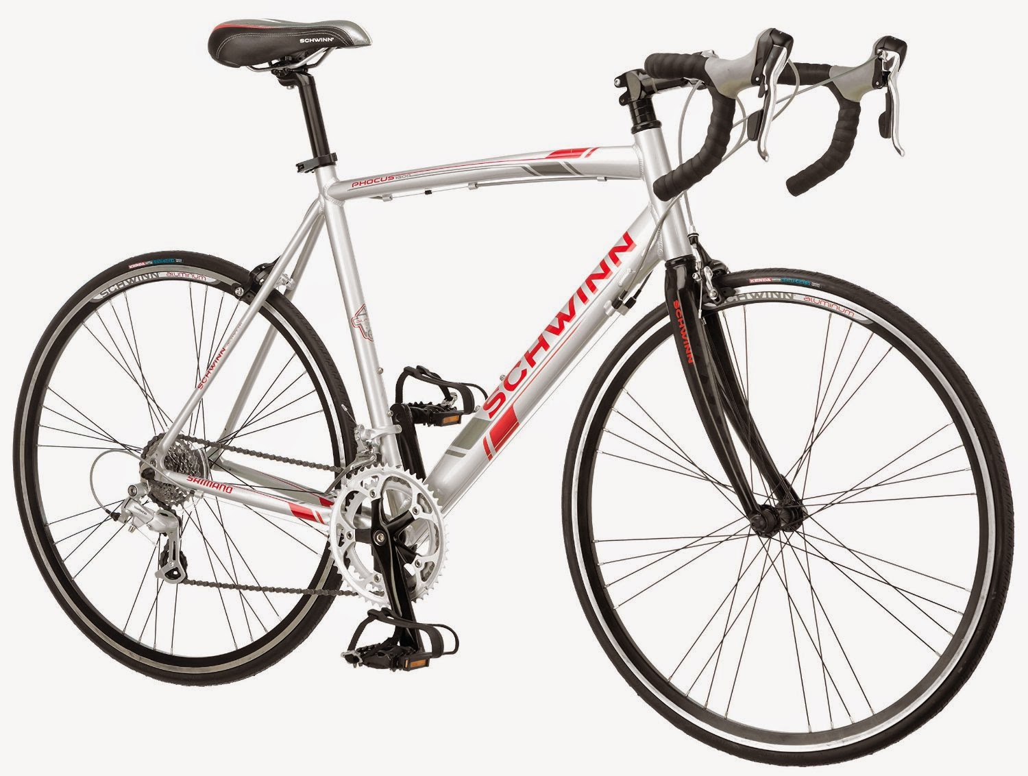 Schwinn Men's Phocus 1600 700c Drop Bar Road Bicycle, Silver, 56 cm frame, aluminum road frame and carbon fibre road bike, lightweight and durable
