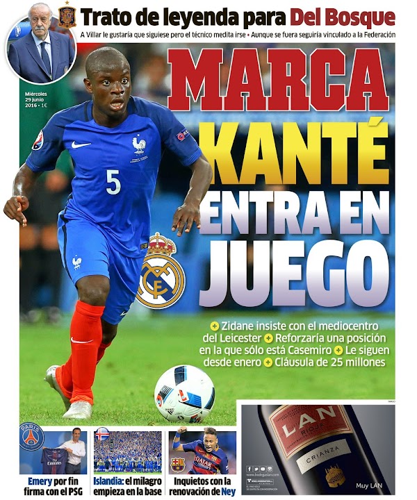 Real Madrid, Marca: "Kanté entra en juego"